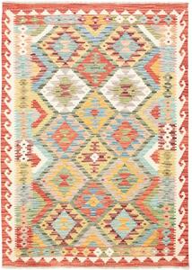 Tappeto Kilim Geometrico Rosso Mattone Beige 131x183 Cm