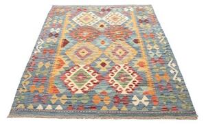Tappeto Kilim Geometrico Azzurro Arancione 130x176 Cm
