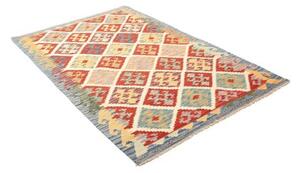 Tappeto Kilim Geometrico Rosso Bianco 126x186 Cm