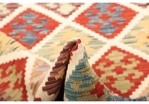 Tappeto Kilim Geometrico Rosso Bianco 126x186 Cm