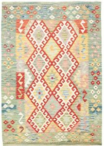 Tappeto Kilim Geometrico Verde Salvia Rosso 127x178 Cm