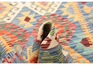 Tappeto Kilim Geometrico Azzurro Arancione 130x176 Cm