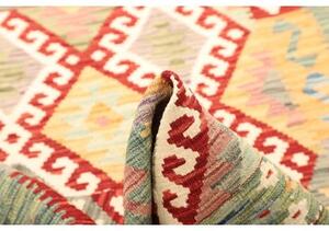 Tappeto Kilim Geometrico Verde Salvia Rosso 127x178 Cm