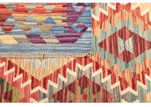 Tappeto Kilim Geometrico Rosso Azzurro 138x182 Cm