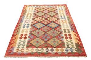 Tappeto Kilim Geometrico Rosso Avorio 125x200 Cm