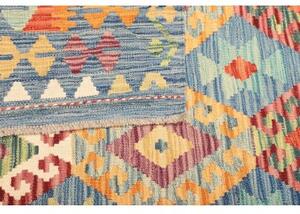 Tappeto Kilim Geometrico Azzurro Arancione 130x176 Cm