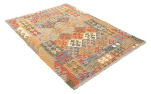 Tappeto Kilim Geometrico Beige Blu 128x178 Cm