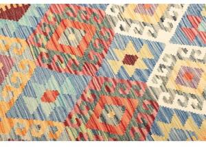 Tappeto Kilim Geometrico Azzurro Arancione 130x176 Cm