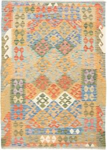 Tappeto Kilim Geometrico Beige Blu 128x178 Cm
