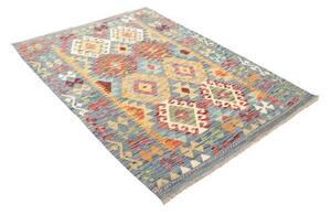 Tappeto Kilim Geometrico Azzurro Arancione 130x176 Cm