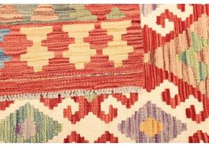 Tappeto Kilim Stilizzato Rosso Corallo Avorio 129x171 Cm