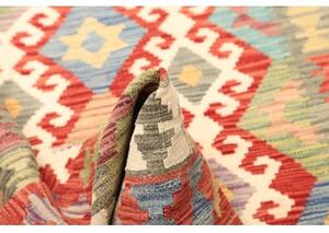 Tappeto Kilim Stilizzato Rosso Corallo Avorio 129x171 Cm