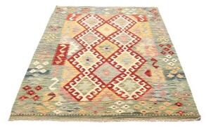 Tappeto Kilim Geometrico Verde Salvia Rosso 127x178 Cm