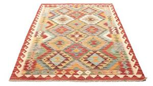 Tappeto Kilim Geometrico Rosso Mattone Beige 131x183 Cm
