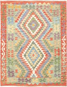 Tappeto Kilim Geometrico Rosso Mattone Verde Salvia 133x171 Cm