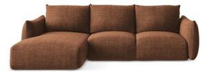 Divano angolare color terracotta allungabile (con penisola a sinistra/con chaise lounge) Leila – Makamii