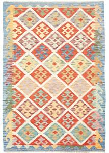 Tappeto Kilim Geometrico Rosso Bianco 126x186 Cm