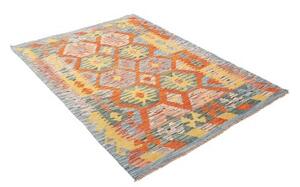 Tappeto Kilim Geometrico Azzurro Arancione 127x172 Cm