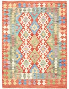 Tappeto Kilim Stilizzato Rosso Corallo Avorio 129x171 Cm