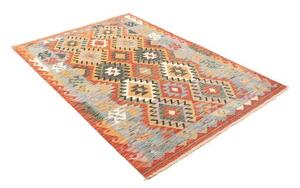 Tappeto Kilim Geometrico Arancione Azzurro 125x180 Cm