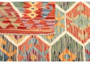 Tappeto Kilim Geometrico Rosso Ruggine Azzurro 126x176 Cm