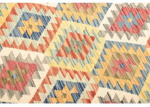 Tappeto Kilim Geometrico Rosso Corallo Giallo Senape 128x186 Cm