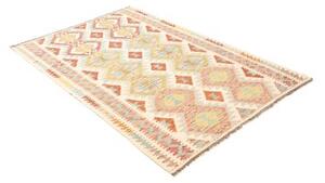 Tappeto Kilim Geometrico Avorio Rosso Mattone 124x184 Cm