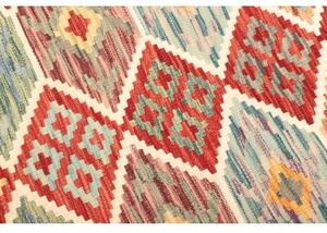 Tappeto Kilim Geometrico Rosso Azzurro 125x182 Cm
