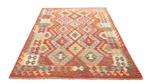 Tappeto Kilim Geometrico Rosso Multicolore 152x202 Cm