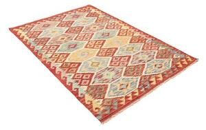 Tappeto Kilim Geometrico Rosso Azzurro 125x182 Cm