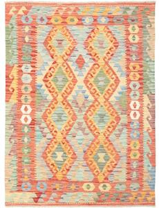 Tappeto Kilim Geometrico Rosso Multicolore 128x171 Cm