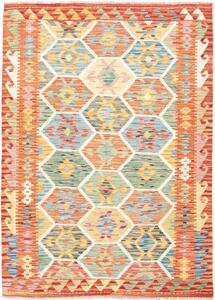 Tappeto Kilim Geometrico Rosso Ruggine Azzurro 126x176 Cm