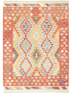 Tappeto Kilim Geometrico Rosso Mattone Multicolore 127x172 Cm