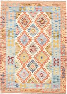 Tappeto Kilim Stilizzato Arancione Azzurro 129x177 Cm