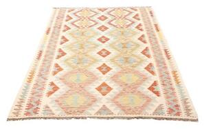 Tappeto Kilim Geometrico Avorio Rosso Mattone 124x184 Cm