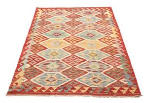 Tappeto Kilim Geometrico Rosso Azzurro 125x182 Cm