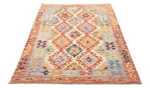 Tappeto Kilim Stilizzato Arancione Azzurro 129x177 Cm