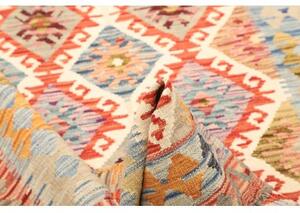 Tappeto Kilim Stilizzato Arancione Azzurro 129x177 Cm