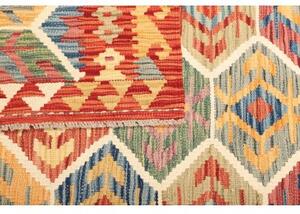 Tappeto Kilim Geometrico Rosso Corallo Giallo 128x176 Cm