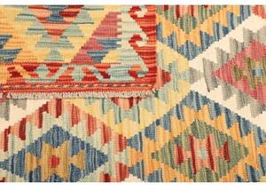 Tappeto Kilim Geometrico Rosso Corallo Giallo Senape 128x186 Cm