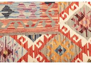 Tappeto Kilim Stilizzato Arancione Azzurro 129x177 Cm