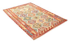Tappeto Kilim Geometrico Rosso Ruggine Azzurro 126x176 Cm
