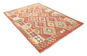 Tappeto Kilim Geometrico Rosso Multicolore 152x202 Cm