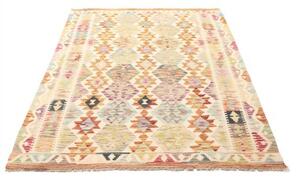 Tappeto Kilim Geometrico Avorio Multicolore 129x184 Cm
