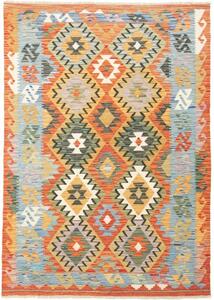 Tappeto Kilim Geometrico Arancione Azzurro 125x180 Cm