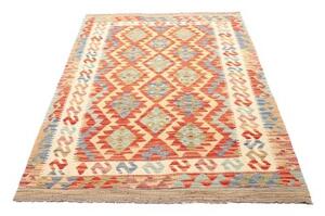Tappeto Kilim Geometrico Arancione Avorio 124x182 Cm