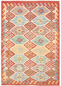 Tappeto Kilim Geometrico Rosso Azzurro 125x182 Cm
