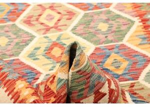 Tappeto Kilim Geometrico Rosso Corallo Giallo 128x176 Cm