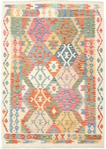 Tappeto Kilim Geometrico Beige Multicolore 128x180 Cm