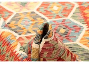 Tappeto Kilim Geometrico Rosso Ruggine Azzurro 126x176 Cm
